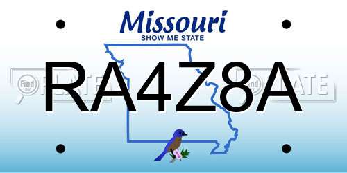 RA4Z8A Missouri License Plate