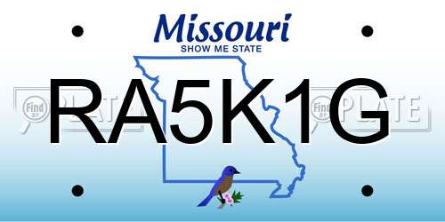 RA5K1G Missouri License Plate