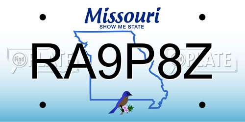 RA9P8Z Missouri License Plate