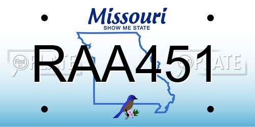 RAA451 Missouri License Plate
