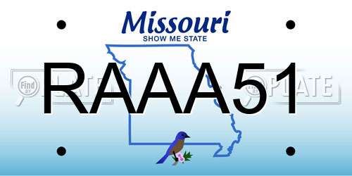 RAAA51 Missouri License Plate