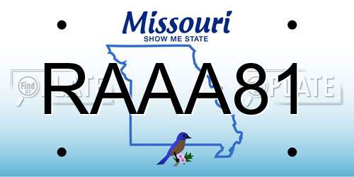 RAAA81 Missouri License Plate