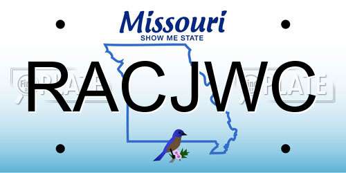 RACJWC Missouri License Plate