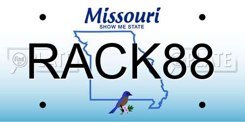 RACK88 Missouri License Plate