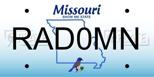 RAD0MN Missouri License Plate