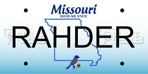 RAHDER Missouri License Plate