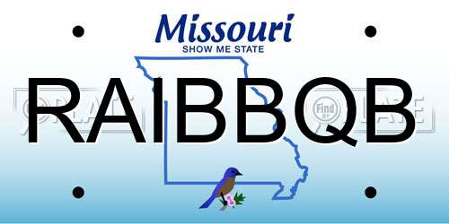 RAIBBQB Missouri License Plate