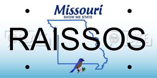 RAISSOS Missouri License Plate