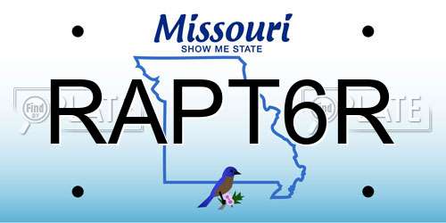 RAPT6R Missouri License Plate