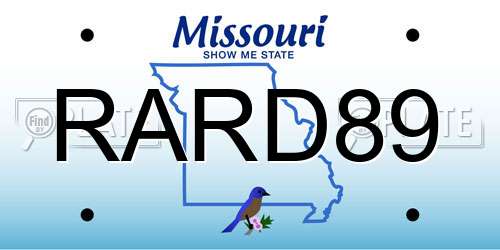 RARD89 Missouri License Plate