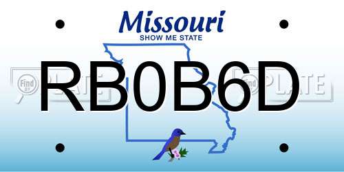 RB0B6D Missouri License Plate