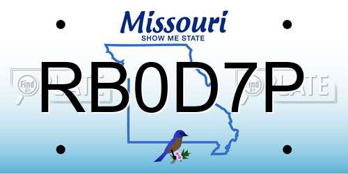 RB0D7P Missouri License Plate