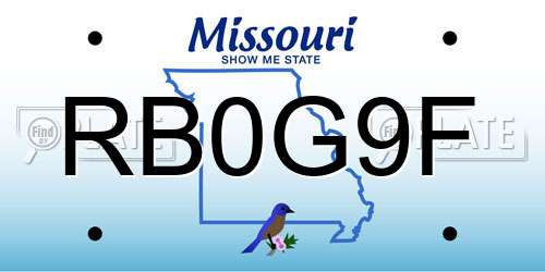 RB0G9F Missouri License Plate