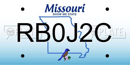 RB0J2C Missouri License Plate