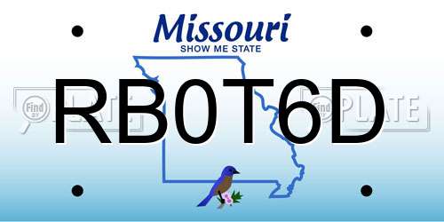 RB0T6D Missouri License Plate