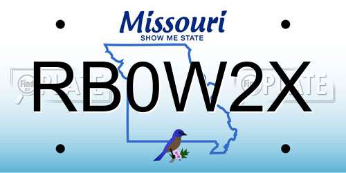 RB0W2X Missouri License Plate