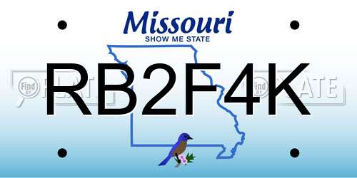 RB2F4K Missouri License Plate