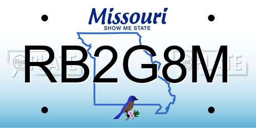RB2G8M Missouri License Plate