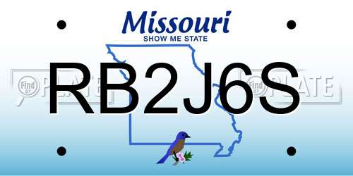 RB2J6S Missouri License Plate