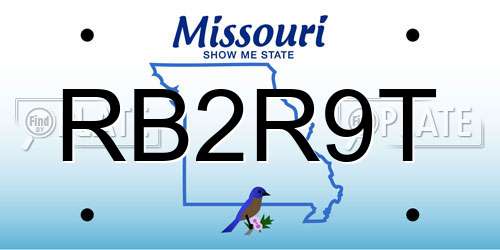 RB2R9T Missouri License Plate