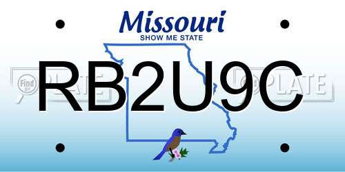 RB2U9C Missouri License Plate