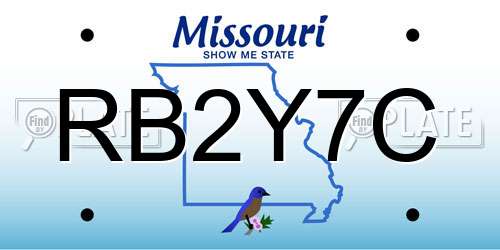RB2Y7C Missouri License Plate