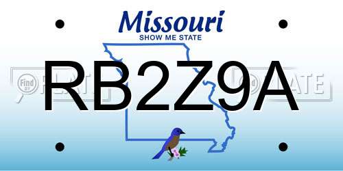 RB2Z9A Missouri License Plate
