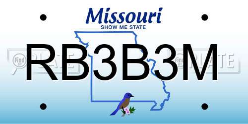 RB3B3M Missouri License Plate