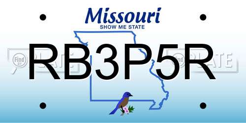 RB3P5R Missouri License Plate
