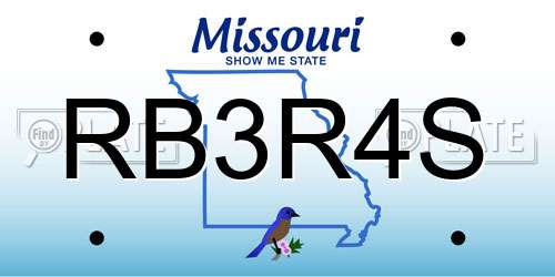 RB3R4S Missouri License Plate