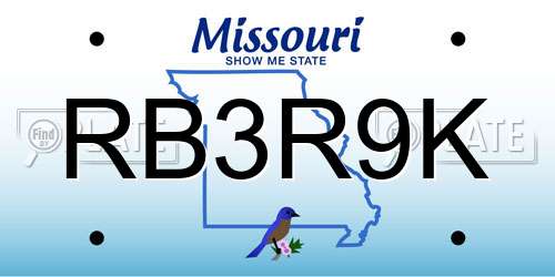 RB3R9K Missouri License Plate