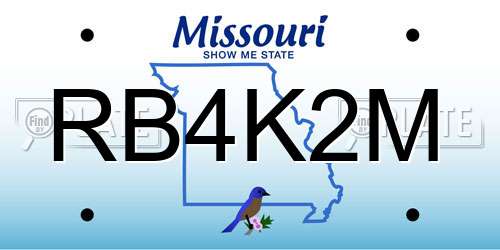 RB4K2M Missouri License Plate