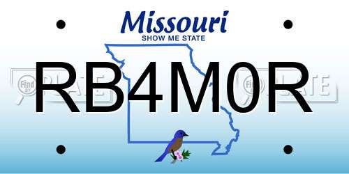 RB4M0R Missouri License Plate