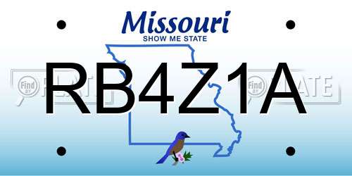 RB4Z1A Missouri License Plate