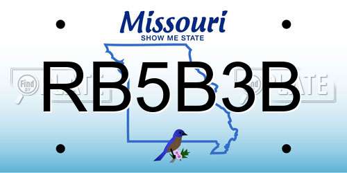 RB5B3B Missouri License Plate