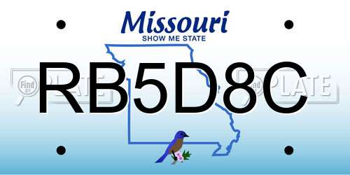 RB5D8C Missouri License Plate