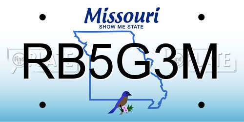 RB5G3M Missouri License Plate