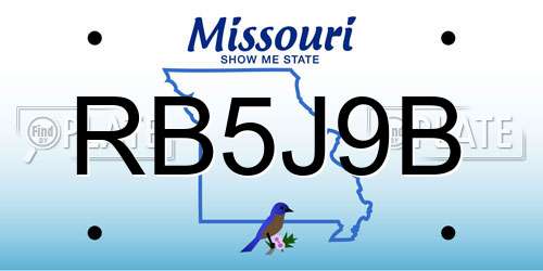RB5J9B Missouri License Plate
