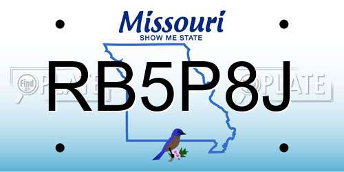 RB5P8J Missouri License Plate