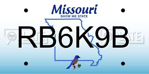 RB6K9B Missouri License Plate