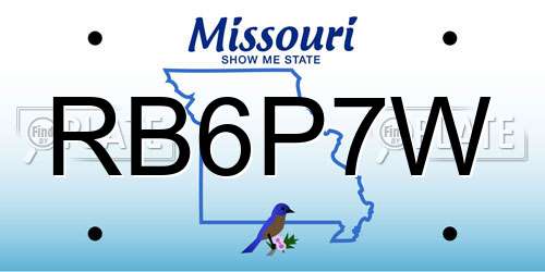 RB6P7W Missouri License Plate