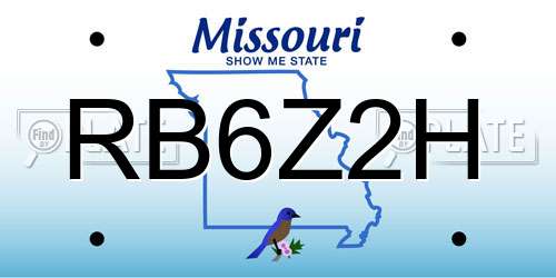 RB6Z2H Missouri License Plate