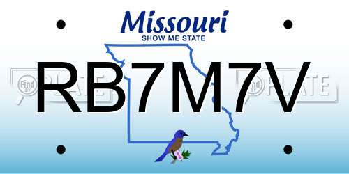 RB7M7V Missouri License Plate