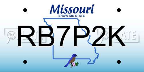 RB7P2K Missouri License Plate