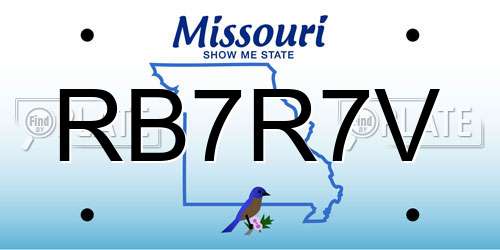 RB7R7V Missouri License Plate