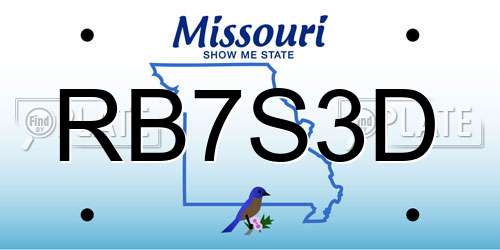 RB7S3D Missouri License Plate