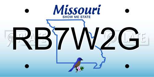 RB7W2G Missouri License Plate