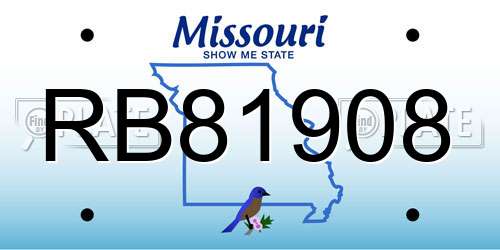 RB81908 Missouri License Plate