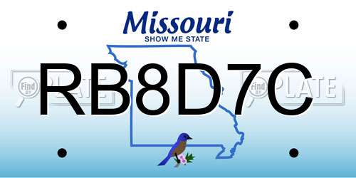 RB8D7C Missouri License Plate