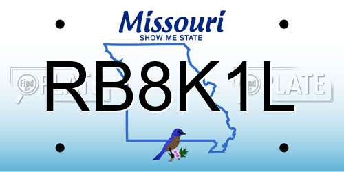 RB8K1L Missouri License Plate